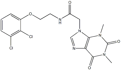 N-[2-(2,3-dichlorophenoxy)ethyl]-2-(1,3-dimethyl-2,6-dioxopurin-9-yl)acetamide 구조식 이미지