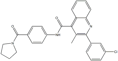 2-(3-chlorophenyl)-3-methyl-N-[4-(pyrrolidine-1-carbonyl)phenyl]quinoline-4-carboxamide 구조식 이미지