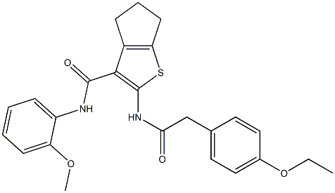 2-[[2-(4-ethoxyphenyl)acetyl]amino]-N-(2-methoxyphenyl)-5,6-dihydro-4H-cyclopenta[b]thiophene-3-carboxamide Structure
