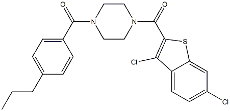 [4-(3,6-dichloro-1-benzothiophene-2-carbonyl)piperazin-1-yl]-(4-propylphenyl)methanone Structure