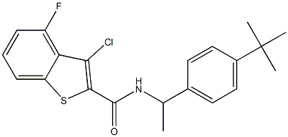 N-[1-(4-tert-butylphenyl)ethyl]-3-chloro-4-fluoro-1-benzothiophene-2-carboxamide 구조식 이미지