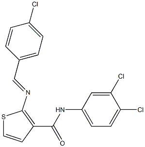 2-[(E)-(4-chlorophenyl)methylideneamino]-N-(3,4-dichlorophenyl)thiophene-3-carboxamide 구조식 이미지