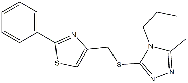 4-[(5-methyl-4-propyl-1,2,4-triazol-3-yl)sulfanylmethyl]-2-phenyl-1,3-thiazole 구조식 이미지