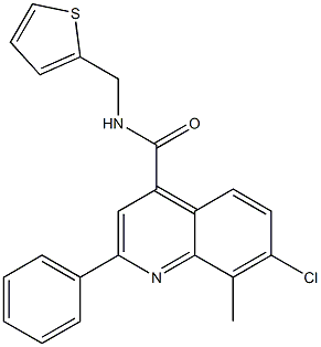 7-chloro-8-methyl-2-phenyl-N-(thiophen-2-ylmethyl)quinoline-4-carboxamide Structure