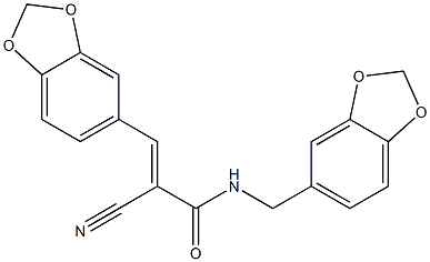 (E)-3-(1,3-benzodioxol-5-yl)-N-(1,3-benzodioxol-5-ylmethyl)-2-cyanoprop-2-enamide Structure