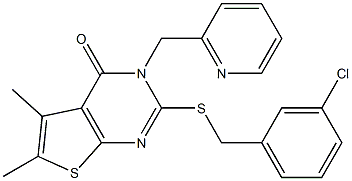 2-[(3-chlorophenyl)methylsulfanyl]-5,6-dimethyl-3-(pyridin-2-ylmethyl)thieno[2,3-d]pyrimidin-4-one 구조식 이미지