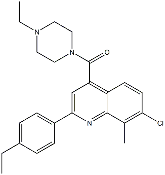 [7-chloro-2-(4-ethylphenyl)-8-methylquinolin-4-yl]-(4-ethylpiperazin-1-yl)methanone Structure