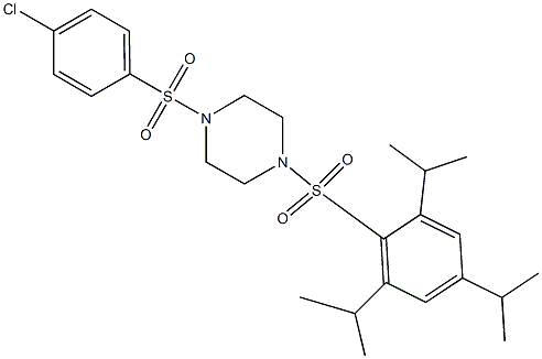 1-(4-chlorophenyl)sulfonyl-4-[2,4,6-tri(propan-2-yl)phenyl]sulfonylpiperazine Structure