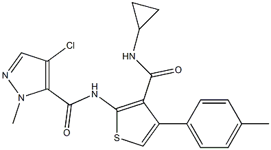 4-chloro-N-[3-(cyclopropylcarbamoyl)-4-(4-methylphenyl)thiophen-2-yl]-2-methylpyrazole-3-carboxamide Structure