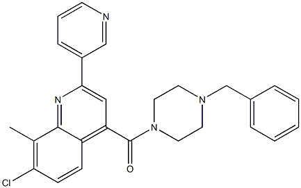 (4-benzylpiperazin-1-yl)-(7-chloro-8-methyl-2-pyridin-3-ylquinolin-4-yl)methanone 구조식 이미지