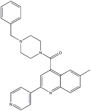 (4-benzylpiperazin-1-yl)-(6-methyl-2-pyridin-4-ylquinolin-4-yl)methanone 구조식 이미지