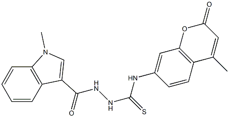 1-[(1-methylindole-3-carbonyl)amino]-3-(4-methyl-2-oxochromen-7-yl)thiourea 구조식 이미지