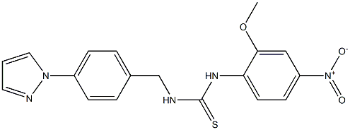 1-(2-methoxy-4-nitrophenyl)-3-[(4-pyrazol-1-ylphenyl)methyl]thiourea Structure