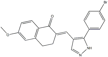 (2E)-2-[[5-(4-bromophenyl)-1H-pyrazol-4-yl]methylidene]-6-methoxy-3,4-dihydronaphthalen-1-one 구조식 이미지