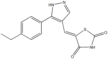 (5E)-5-[[5-(4-ethylphenyl)-1H-pyrazol-4-yl]methylidene]-1,3-thiazolidine-2,4-dione Structure