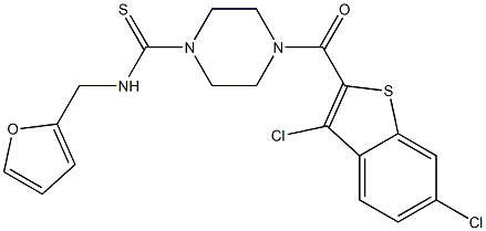 4-(3,6-dichloro-1-benzothiophene-2-carbonyl)-N-(furan-2-ylmethyl)piperazine-1-carbothioamide Structure