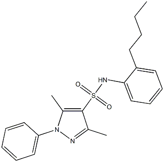 N-(2-butylphenyl)-3,5-dimethyl-1-phenylpyrazole-4-sulfonamide Structure