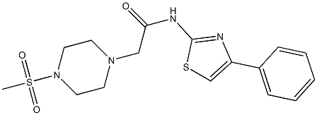 2-(4-methylsulfonylpiperazin-1-yl)-N-(4-phenyl-1,3-thiazol-2-yl)acetamide 구조식 이미지