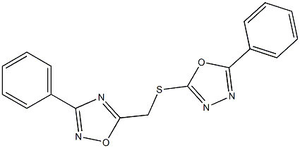 2-phenyl-5-[(3-phenyl-1,2,4-oxadiazol-5-yl)methylsulfanyl]-1,3,4-oxadiazole 구조식 이미지
