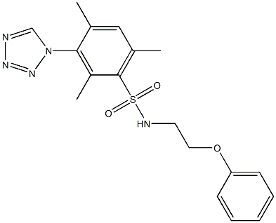 2,4,6-trimethyl-N-(2-phenoxyethyl)-3-(tetrazol-1-yl)benzenesulfonamide 구조식 이미지