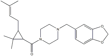 [4-(1,3-benzodioxol-5-ylmethyl)piperazin-1-yl]-[2,2-dimethyl-3-(3-methylbut-2-enyl)cyclopropyl]methanone 구조식 이미지