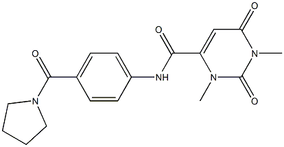 1,3-dimethyl-2,6-dioxo-N-[4-(pyrrolidine-1-carbonyl)phenyl]pyrimidine-4-carboxamide 구조식 이미지