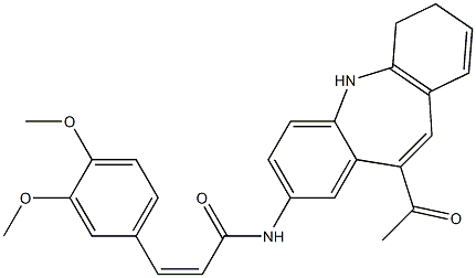 (Z)-N-(11-acetyl-5,6-dihydrobenzo[b][1]benzazepin-2-yl)-3-(3,4-dimethoxyphenyl)prop-2-enamide 구조식 이미지