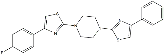 2-[4-[4-(4-fluorophenyl)-1,3-thiazol-2-yl]piperazin-1-yl]-4-phenyl-1,3-thiazole 구조식 이미지