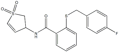 N-(1,1-dioxo-2,3-dihydrothiophen-3-yl)-2-[(4-fluorophenyl)methylsulfanyl]benzamide 구조식 이미지