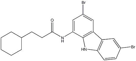 3-cyclohexyl-N-(3,6-dibromo-9H-carbazol-1-yl)propanamide Structure