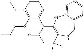 6-(3-methoxy-2-propoxyphenyl)-9,9-dimethyl-6,8,10,11-tetrahydro-5H-benzo[b][1,4]benzodiazepin-7-one 구조식 이미지