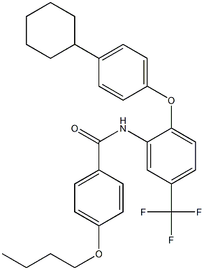 4-butoxy-N-[2-(4-cyclohexylphenoxy)-5-(trifluoromethyl)phenyl]benzamide 구조식 이미지