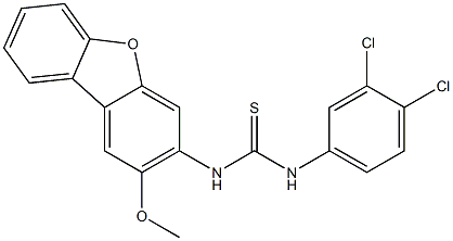 1-(3,4-dichlorophenyl)-3-(2-methoxydibenzofuran-3-yl)thiourea 구조식 이미지