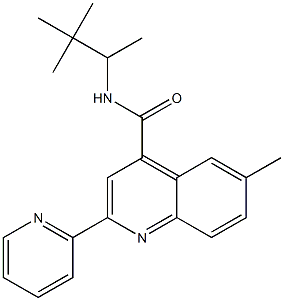 N-(3,3-dimethylbutan-2-yl)-6-methyl-2-pyridin-2-ylquinoline-4-carboxamide Structure