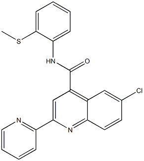 6-chloro-N-(2-methylsulfanylphenyl)-2-pyridin-2-ylquinoline-4-carboxamide 구조식 이미지