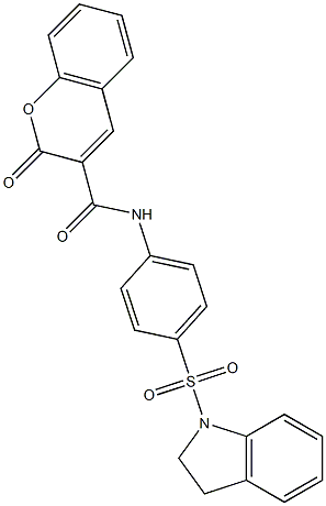 N-[4-(2,3-dihydroindol-1-ylsulfonyl)phenyl]-2-oxochromene-3-carboxamide 구조식 이미지