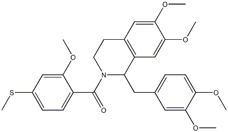[1-[(3,4-dimethoxyphenyl)methyl]-6,7-dimethoxy-3,4-dihydro-1H-isoquinolin-2-yl]-(2-methoxy-4-methylsulfanylphenyl)methanone 구조식 이미지