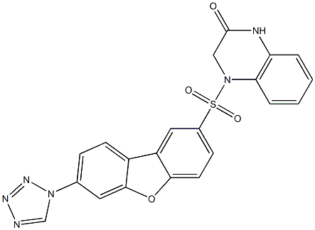 4-[7-(tetrazol-1-yl)dibenzofuran-2-yl]sulfonyl-1,3-dihydroquinoxalin-2-one 구조식 이미지