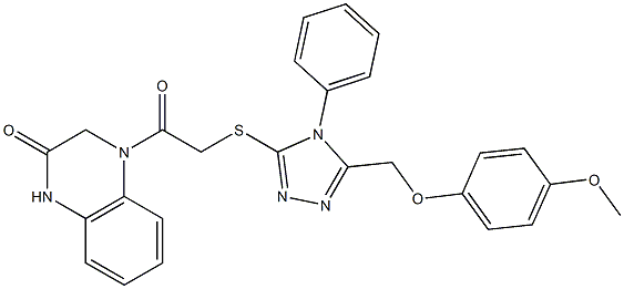 4-[2-[[5-[(4-methoxyphenoxy)methyl]-4-phenyl-1,2,4-triazol-3-yl]sulfanyl]acetyl]-1,3-dihydroquinoxalin-2-one Structure