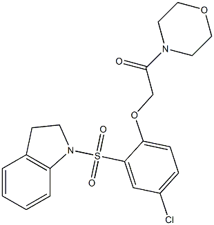 2-[4-chloro-2-(2,3-dihydroindol-1-ylsulfonyl)phenoxy]-1-morpholin-4-ylethanone Structure