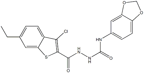 1-(1,3-benzodioxol-5-yl)-3-[(3-chloro-6-ethyl-1-benzothiophene-2-carbonyl)amino]urea 구조식 이미지