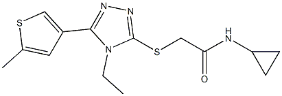 N-cyclopropyl-2-[[4-ethyl-5-(5-methylthiophen-3-yl)-1,2,4-triazol-3-yl]sulfanyl]acetamide 구조식 이미지