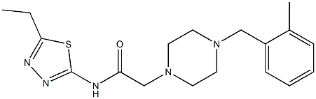 N-(5-ethyl-1,3,4-thiadiazol-2-yl)-2-[4-[(2-methylphenyl)methyl]piperazin-1-yl]acetamide 구조식 이미지