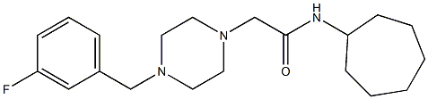 N-cycloheptyl-2-[4-[(3-fluorophenyl)methyl]piperazin-1-yl]acetamide 구조식 이미지