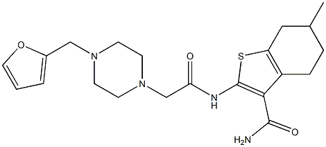 2-[[2-[4-(furan-2-ylmethyl)piperazin-1-yl]acetyl]amino]-6-methyl-4,5,6,7-tetrahydro-1-benzothiophene-3-carboxamide Structure