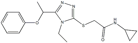 N-cyclopropyl-2-[[4-ethyl-5-(1-phenoxyethyl)-1,2,4-triazol-3-yl]sulfanyl]acetamide Structure