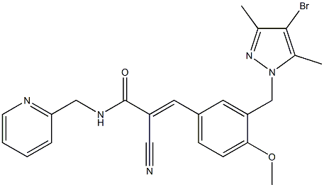 (E)-3-[3-[(4-bromo-3,5-dimethylpyrazol-1-yl)methyl]-4-methoxyphenyl]-2-cyano-N-(pyridin-2-ylmethyl)prop-2-enamide Structure