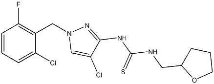 1-[4-chloro-1-[(2-chloro-6-fluorophenyl)methyl]pyrazol-3-yl]-3-(oxolan-2-ylmethyl)thiourea 구조식 이미지