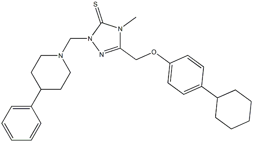 5-[(4-cyclohexylphenoxy)methyl]-4-methyl-2-[(4-phenylpiperidin-1-yl)methyl]-1,2,4-triazole-3-thione 구조식 이미지