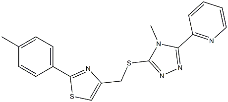 2-(4-methylphenyl)-4-[(4-methyl-5-pyridin-2-yl-1,2,4-triazol-3-yl)sulfanylmethyl]-1,3-thiazole Structure